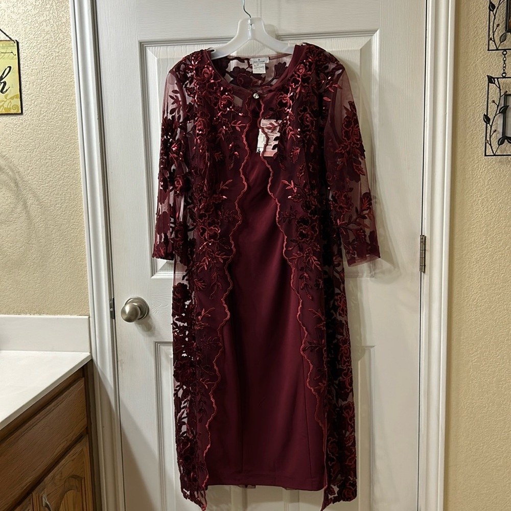 Oleg Cassini burgundy 2 piece evening dress size 12 - NWT